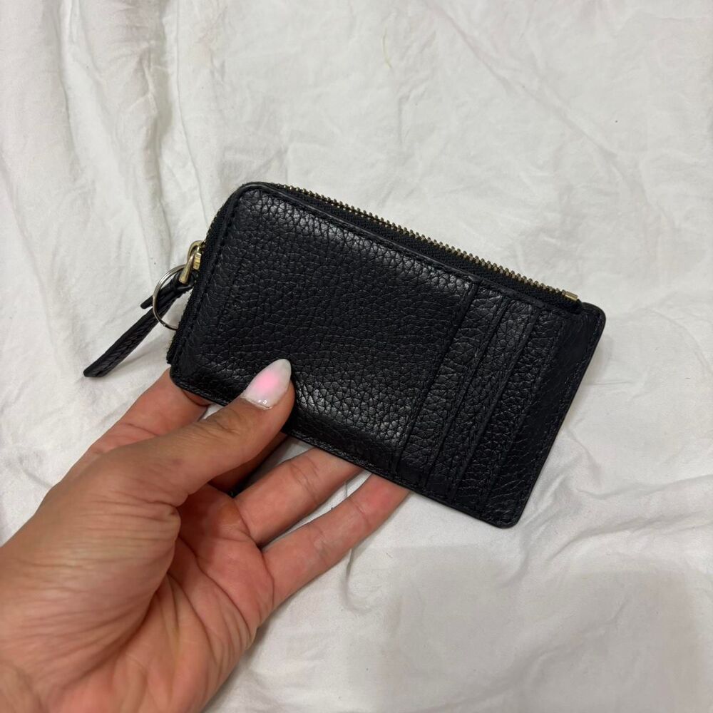 MARC JACOBS Logo Mini Zip Keychain Cardholder Coin Purse Women's Black Wallet - Picture 2 of 3